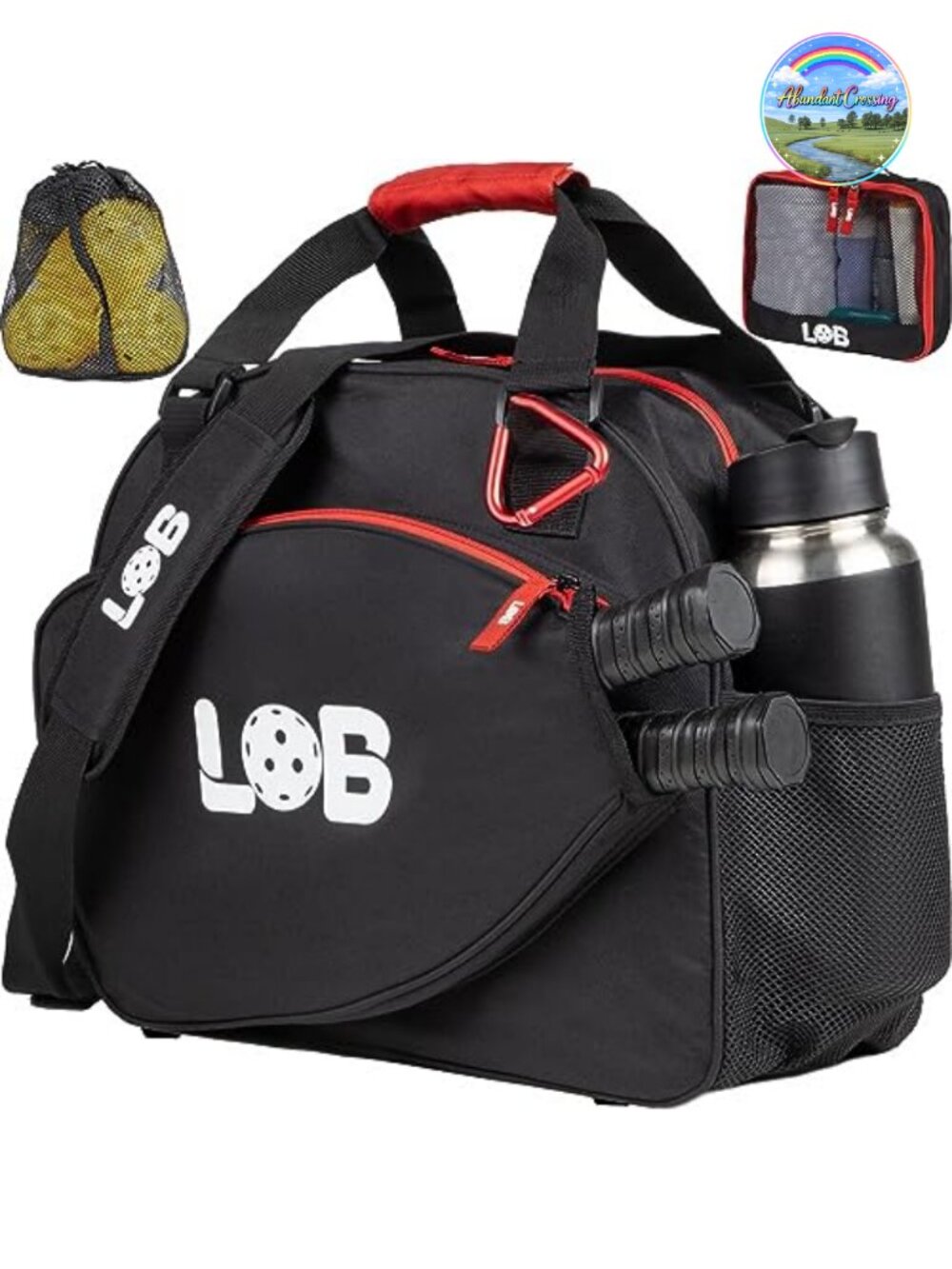 Pickleball Tote Bag for 2 Paddles with Water Bottle Holders